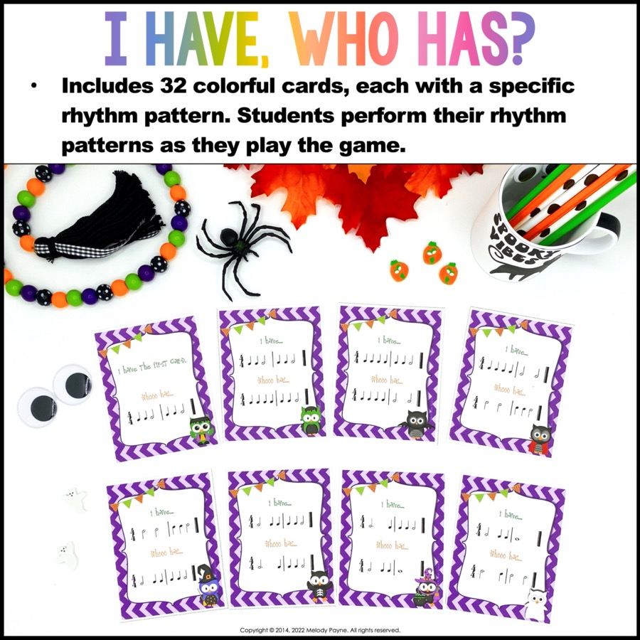 I Have Who Has Halloween Rhythm Game for Elementary Music Students