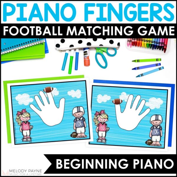 Finger Numbers Memory Match Beginning Piano Game for Piano Lessons - Football Theme
