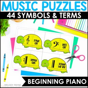 Music Symbols Puzzle Cards for Elementary Piano Students – Turtle Music Puzzles