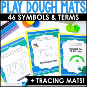 Music Symbol Play Dough Mats and Tracing Mats for Piano Lessons and Elementary Music Class