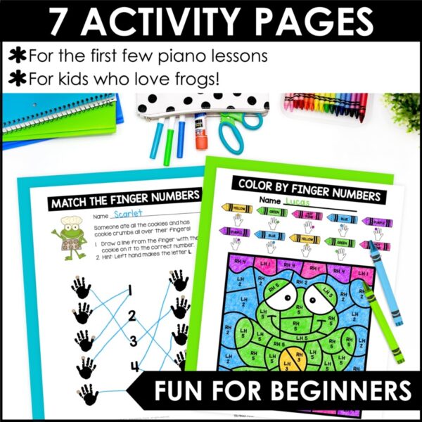 Piano Finger Numbers Activities for Beginning Piano Lessons Plus Coloring Page!