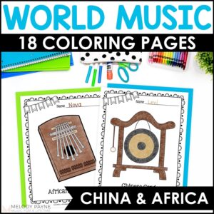 Musical Instruments Coloring Pages – World Instruments of China and Africa