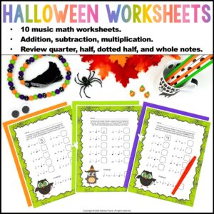 Halloween Music Math Worksheets for Piano Lessons: Music Math is a Hoot!