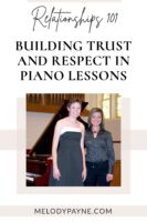 Piano teacher and student at her senior piano recital
