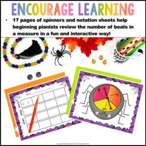 Halloween Composition Activity for Elementary Music: Spider Rhythm Spinners