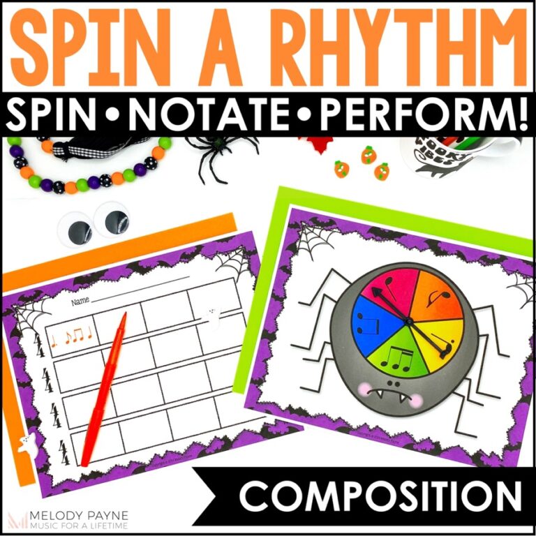 Halloween Rhythm Spinners Composition Activity – Spin A Rhythm, Notate, Perform
