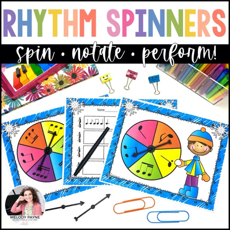 Winter Composition Activity for Elementary Piano & Music Students - Spin A Rhythm