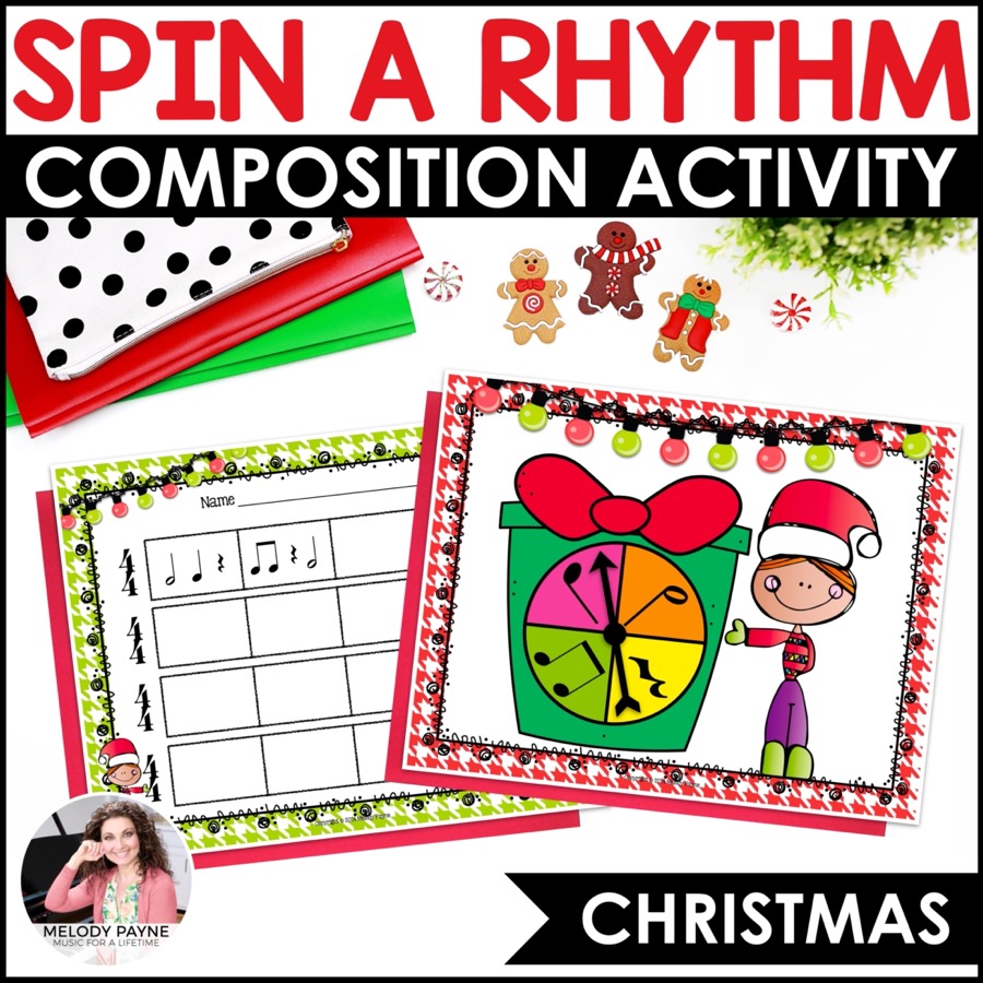 Christmas Rhythm Composition Activity for Piano & Music Students - Spin A Rhythm