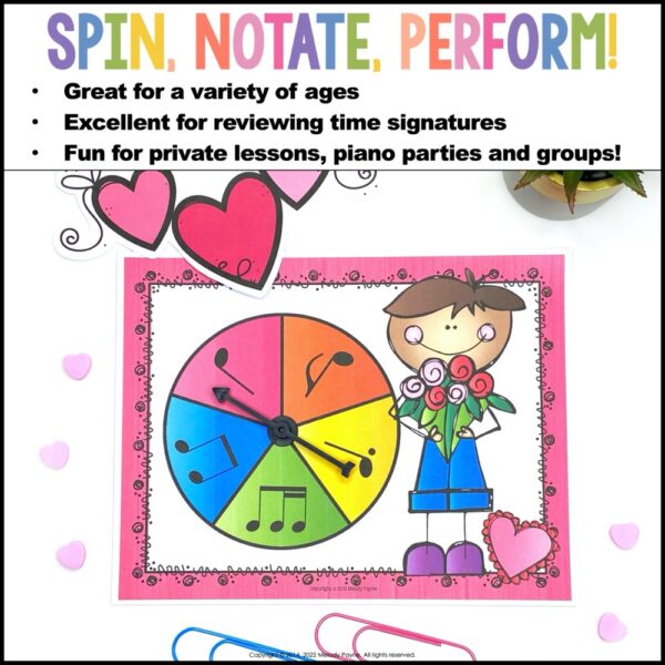 Valentine's Day Composition Activity for Elementary Piano & Music Students - Spin A Rhythm