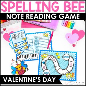 Valentine’s Day Music Spelling Bee Game for Piano Lessons – Treble & Bass Clef