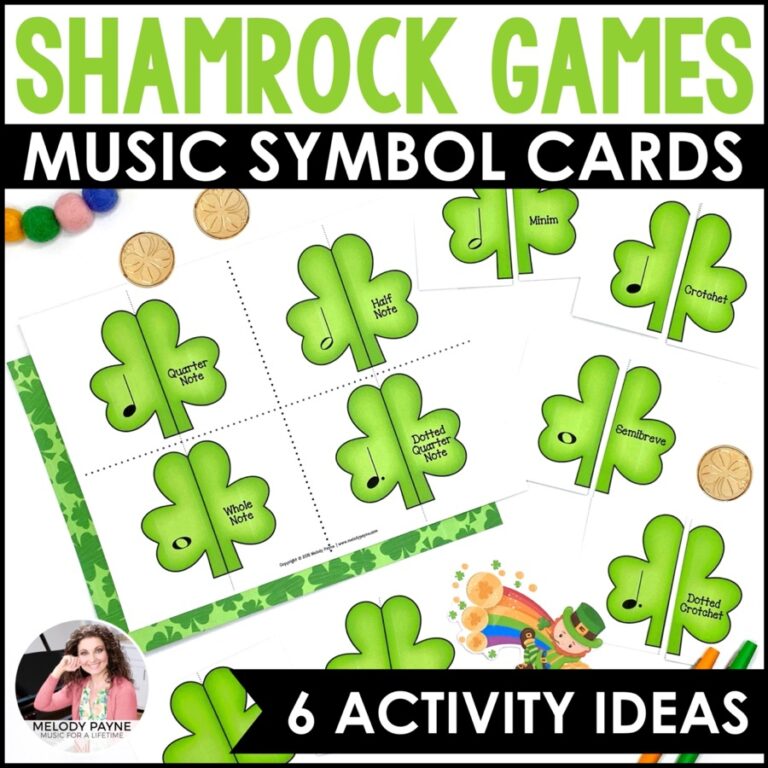 Shamrock Music Symbol Matching Games for St. Patrick's Day