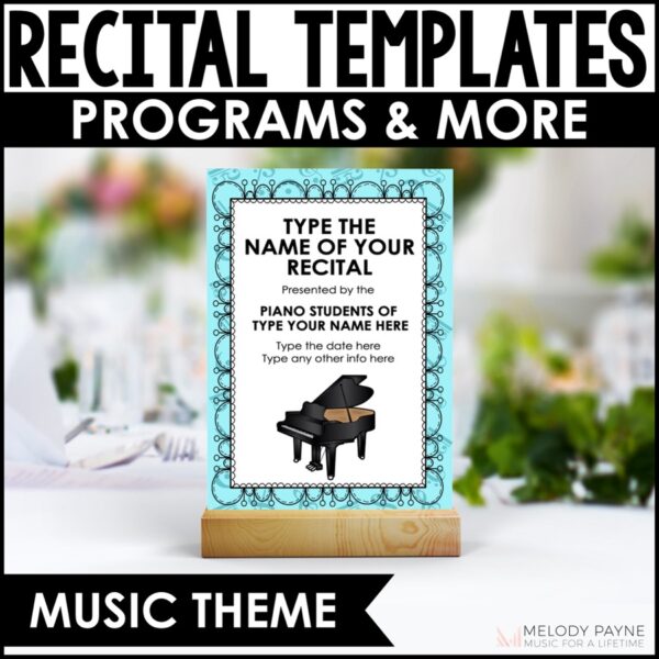 Piano Recital Template - Recital Programs, Certificates, and More - Music Theme