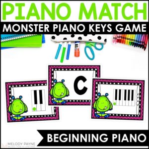 Monster Piano Keys Matching Game for Beginning Piano Lessons – White Piano Keys