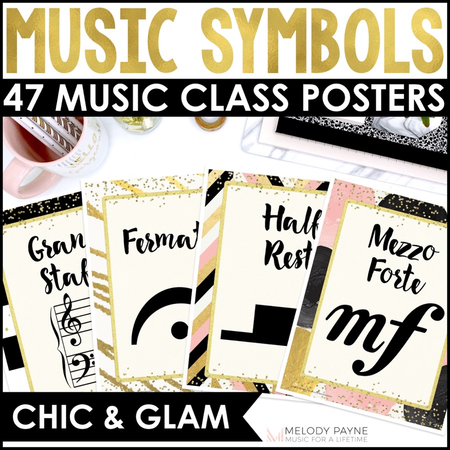 Music Symbols and Dynamics Posters - Chic & Glam Music Classroom Decor