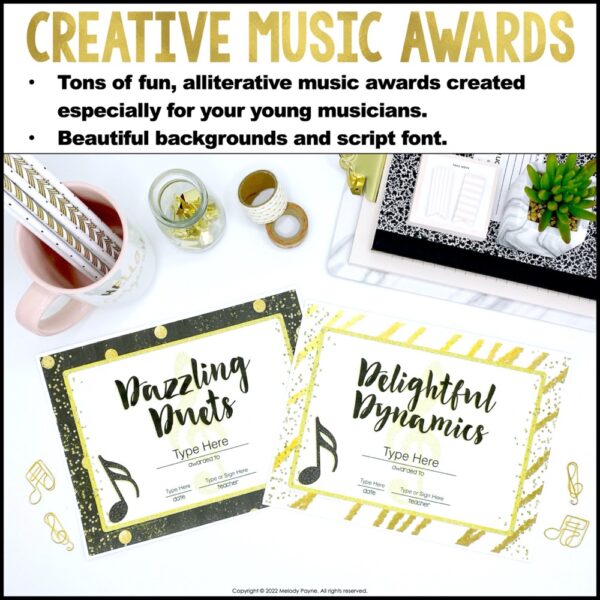 Music Awards {Chic & Glam, Editable: Add Your Students' Names}