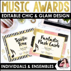Editable Printable Music Awards Certificates for Piano, Ensembles, and More - Chic & Glam