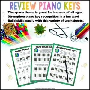 Piano Keys & Staff Worksheets for Piano Lessons & Music Class – Staff Wars