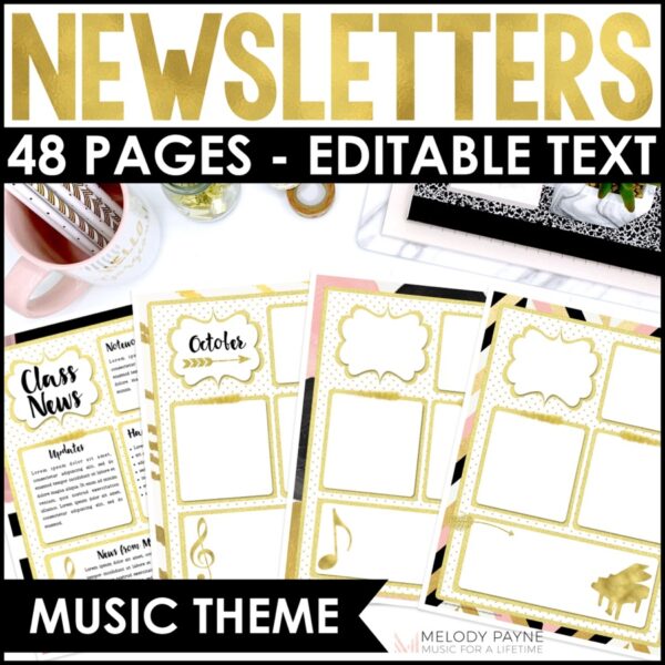 Editable Music Newsletter Templates - Chic & Glam Monthly and Weekly Templates