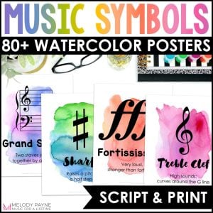 Music Symbols, Terms, Definitions Posters – Watercolor Music Classroom Decor