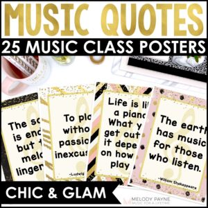 ‪25 Music Quotes Posters – Chic & Glam Music Classroom Decor – Print