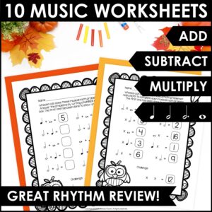 Fall Autumn Music Math Rhythm Worksheets – Music Math is a Hoot!