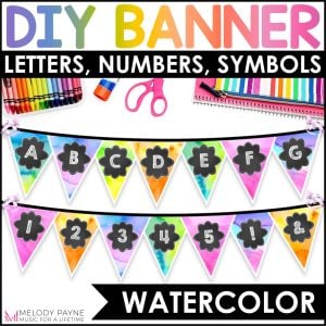 Build Your Own Banner – 6 Watercolor Rainbow Colors – Letters, Numbers, & More
