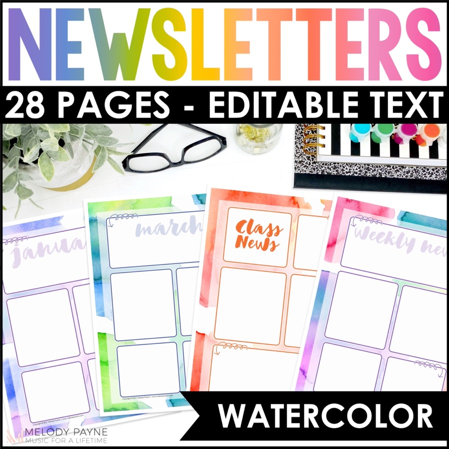 Editable Newsletter Templates - Realistic Watercolor Designs