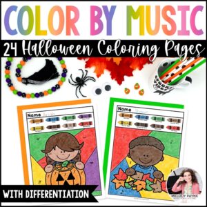 Halloween Color by Music Coloring Pages: Notes, Rests, Dynamics