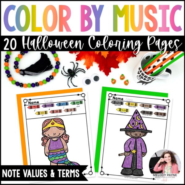 Music Coloring Pages Color by Note Halloween Costumes