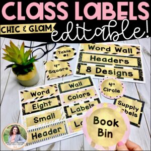 Editable Classroom Labels {Chic, Glam, Gold, Glitter}