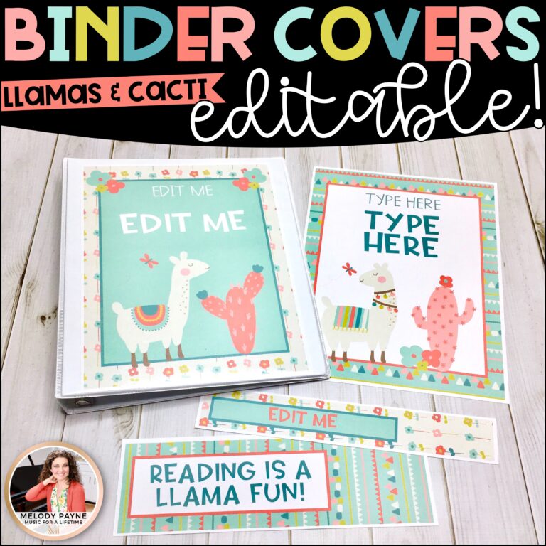 Llama & Cactus Binder Covers And Spines {EDITABLE}