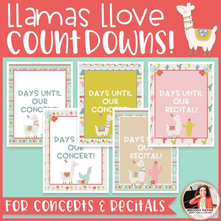 Concert & Recital Countdown Posters {Llama & Cactus Music Decor}