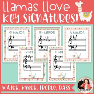 Key Signature Posters: Majors & Minors {Llama & Cactus Music Decor}