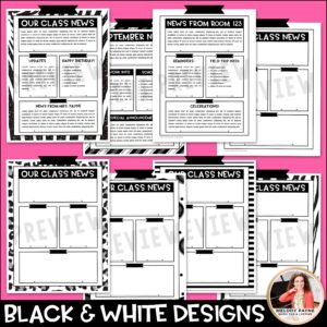 Editable Newsletters: {Black and White Monthly Templates}