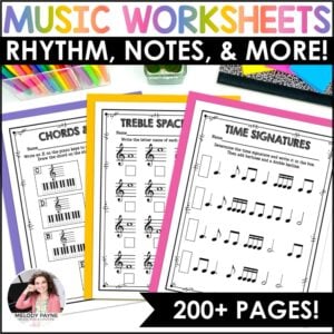 200 Music Theory Worksheets – Music Class & Piano – Note Reading, Rhythm, & More