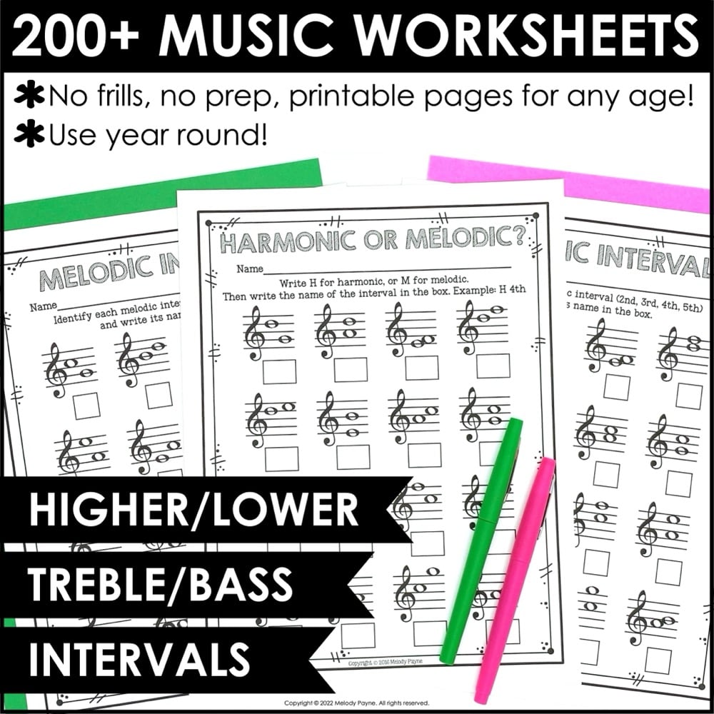 200 Music Theory Worksheets - Music Class & Piano - Note Reading, Rhythm, & More 2 200 Music Theory Worksheets - Music Class & Piano - Note Reading, Rhythm, & More