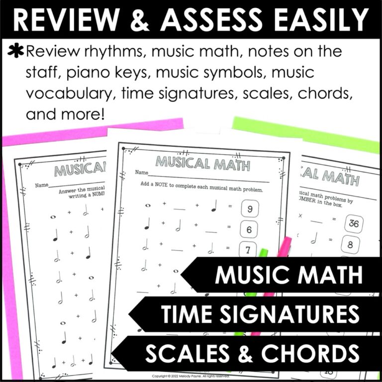 200 Music Theory Worksheets - Music Class & Piano - Note Reading ...