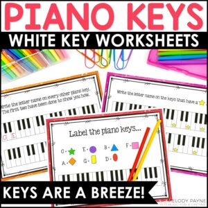 11 Beginning Piano Keys Worksheets for Elementary Piano Lessons – Piano Keys Are A Breeze!