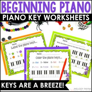 Halloween Beginning Piano Music Worksheets: Piano Keys Are A Breeze!