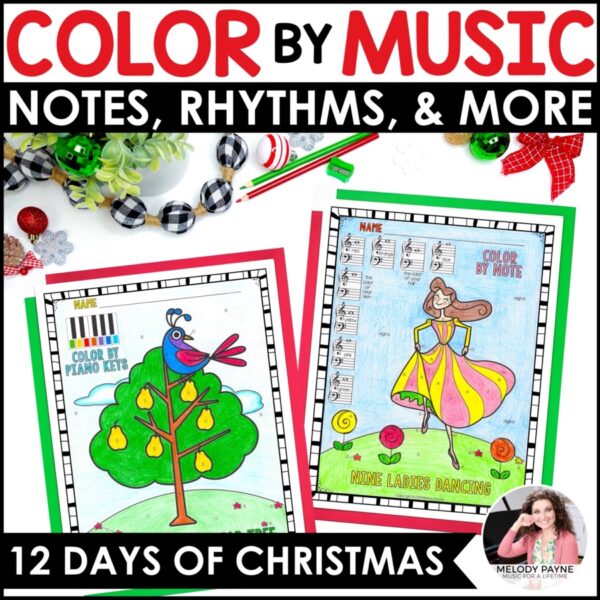 12 Days of Christmas Music Coloring Pages - Notes, Rhythms, Dynamics, Symbols, and More!