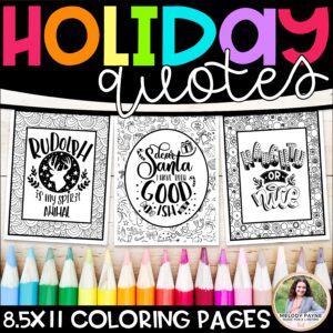 Holiday Quotes Coloring Pages for Christmas & Winter