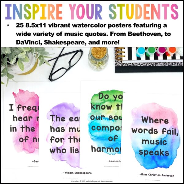 Music Quote Posters to Encourage and Inspire {Watercolor Music Classroom Decor}