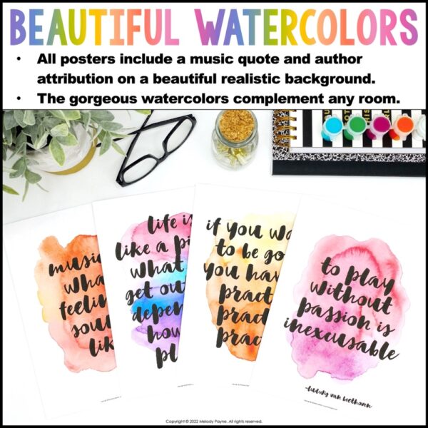 Music Quote Posters to Encourage and Inspire - Watercolor Music Classroom Decor