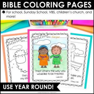 Bible Verse Coloring Pages Set 1 – Coloring, Handwriting, Multiple Choice