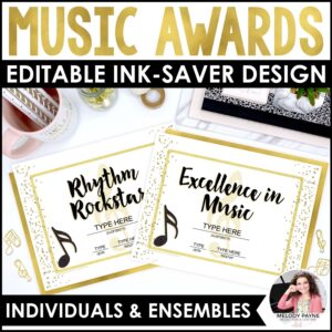 End of Year Music Awards Certificates for Ensembles, Classes, and Piano Lessons