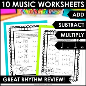 Music Math Rhythm Worksheets for Elementary Piano & Music Class – Music Math is a Hoot!