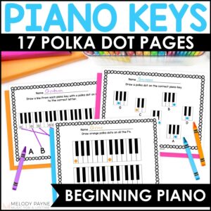 Piano Keys Worksheets for Beginner Piano Lessons - Polka Dot Piano Keys