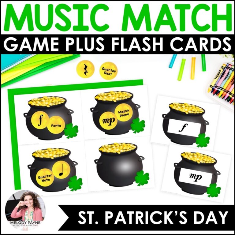 St. Patrick's Day Music Symbol Matching Game - Pot of Gold Music Match