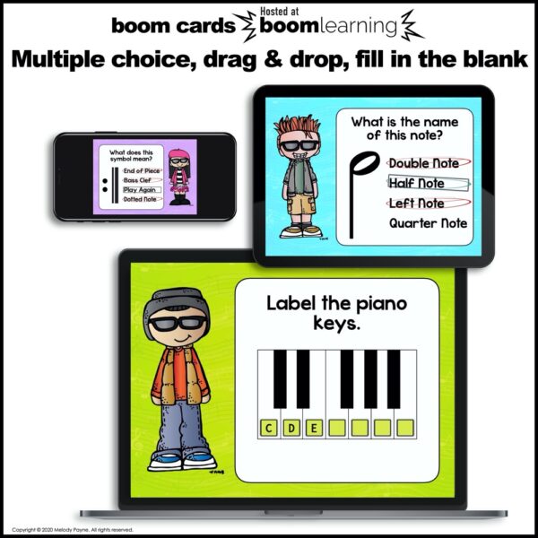 Beginning Piano Lesson Review Set 1 for BOOM Cards by Melody Payne
