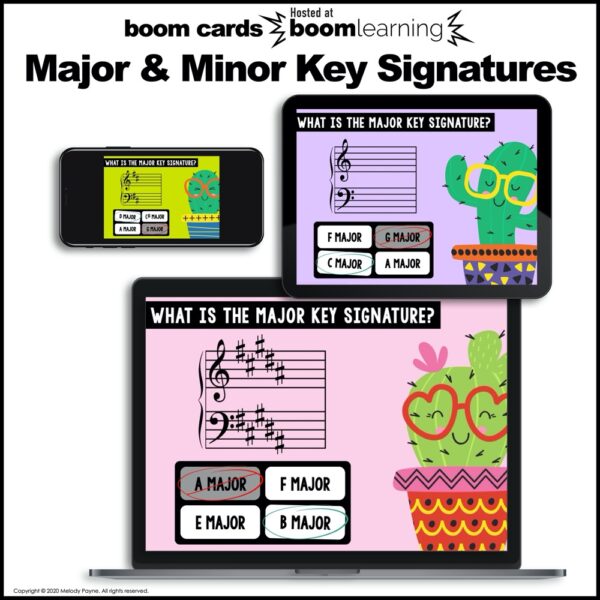 Key Signatures BOOM Cards for piano lessons by Melody Payne